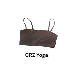 CRZ YOGA Butterluxe Bandeau Adjustable Padded Wireless Yoga Bra Brown L/12